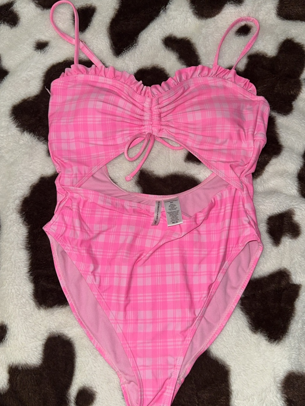 Girls' Pink Plaid One-Piece Swim Suit